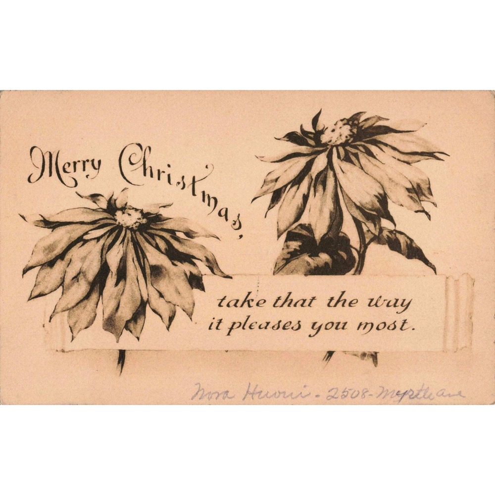Vintage 1910 Gibson Art Co Christmas Postcard Floral Sepia Franklin Stamp VG - Picture 1 of 2